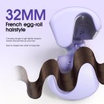 ⁦مكواة تمويج الشعر 3 اسطوانات من السيراميك مقاس 1.4 انش مع درجة حرارة قابلة للتعديل، مكواة تمويج عميقة سريعة التسخين، مضادة للحروق وجهد مزدوج (ارجواني)⁩ - الصورة ⁦4⁩