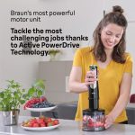 ⁦براون خلاط يدوي مالتي كويك 9، خلاط يدوي، محضر طعام XL، تقنية اكتيف باور درايف، مفرمة 500 مل، كوب 600 مل خالي من البيسفينول ايه مع غطاء، 1200 واط، 220-240 فولت، 50-60 هرتز، MQ 9135XI، اسود⁩ - الصورة ⁦4⁩