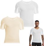 تي شيرت رجالي مضاد للتعرق، قميص شبكي للرجال، قمصان تحت الابط مضادة للتعرق من قطعتين، ملابس داخلية واقية للرجال (مقاس M، مناسب لوزن 65-80 كجم)