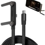 2 in 1 Invisible Stand Charger Cable, 240W Fast Charging Cable for Built-in Phone, 1.5m Braided Type C Cable with Foldable Stand for Smartphones/Tablets