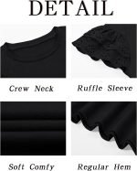 ⁦تيشيرتات صيفية باكمام مكشكشة للبنات باكمام قصيرة كاجوال لطيفة برقبة دائرية ضيقة مناسبة لعمر 5-14 سنة⁩ - الصورة ⁦6⁩