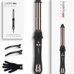 مكواة تجعيد شعر اوتوماتيكية دوارة 360 درجة من باروين برو بيوتي 32 ملم، ملقط تجعيد الشعر بطلاء نانو تيتانيوم مع شاشة LCD، 120-210 درجة مئوية، ذهبي (32 ملم)