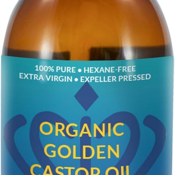 كوين اوف ذا ثرونز زيت الخروع الذهبي العضوي | نقي 100% للشعر والبشرة والاظافر والحواجب والرموش | خالٍ من الهكسان | معتمد من وزارة الزراعة الامريكية [3.38 اونصة (100 مل)]