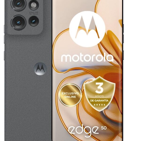 موتورولا ايدج 50، 12/512 جيجا، اسبانيا، شهادة المتانة العسكرية، شاشة 6.7 انش فائقة الدقة (1220p)، مستشعر سوني ليتيا 700C وعدسة تليفوتوغرافي، شحن توربو باور 68 واط، جراب، رمادي
