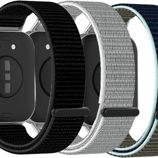 3 قطع من الاساور البديلة المصنوعة من النايلون متوافقة مع ساعة هواوي فيت 4/ هواوي ووتش فيت 4 برو الذكية - اساور معصم لطيفة على البشرة