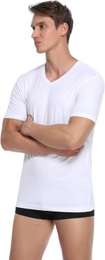 ⁦كولورفول ليف قمصان داخلية للرجال برقبة دائرية ضيقة واكمام قصيرة من الخيزران، عبوة من 3 قطع⁩ - الصورة ⁦4⁩