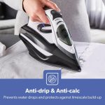 ⁦جيباس مكواة بخار سيراميك، تحكم في درجة الحرارة، لوحة نعل سيراميك Gsi24025، وظيفة التنظيف الذاتي الرطب والجاف انفجار بخار قوي 400 مل، خزان مياه ضمان لمدة عامين، بني، 3000 واط⁩ - الصورة ⁦9⁩