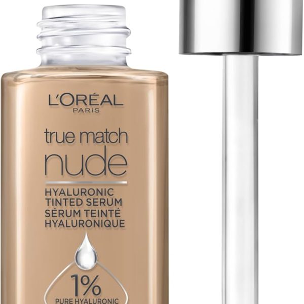 سيروم ترو ماتش نود هيالورونيك الملون من لوريال باريس، سيروم ملون 1% بحمض الهيالورونيك بنسبة 1% لتبدو البشرة اكثر إشراقا وتشعر بالترطيب والعناية بالبشرة، متوسط 4 5، 1 اونصة سائلة
