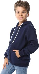 ⁦سويت شيرت سادة بغطاء للرأس واكمام طويلة وجيوب جانبية للاولاد⁩ - الصورة ⁦2⁩