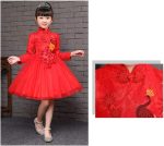 ⁦فساتين قصيرة صينية للبنات من شيونغسام بتنورة قصيرة مطرزة رترو لعمر 3-10 سنوات⁩ - الصورة ⁦3⁩