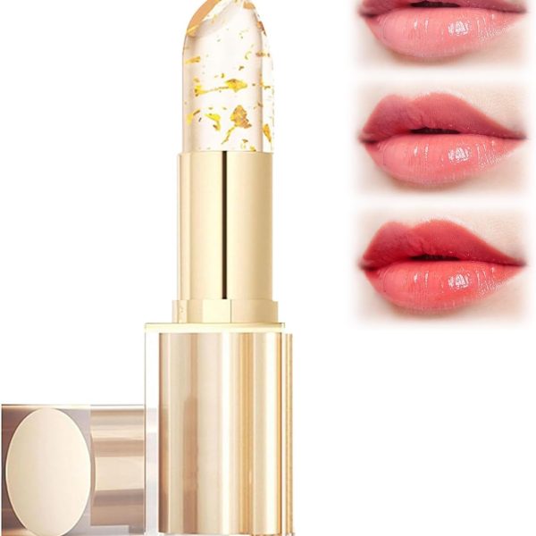 احمر شفاه متغير اللون مقاوم للانتقال من لبويلوف®، احمر شفاه متغير اللون ذهبي كريستالي، ملمع شفاه مرطب يدوم طويلا 24 ساعة، تغذية عميقة للنساء، قطعة واحدة