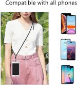 ⁦حبل للهاتف المحمول، حبل عالمي للهاتف المحمول، مع حزام رقبة من النايلون قابل للتعديل، حزام ربط للهاتف المحمول، متوافق مع معظم الهواتف الذكية، (لا يشمل حافظة الهاتف) (اسود)⁩ - الصورة ⁦4⁩