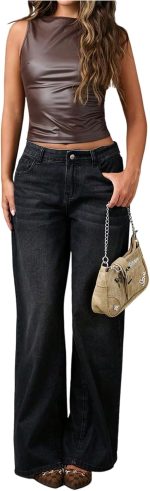 ⁦توب بدون اكمام للنساء من جورجليتر، مصنوع من جلد البولي يوريثين بقبة قارب مكشكشة بدون اكمام وقصة ضيقة للحفلات⁩ - الصورة ⁦5⁩