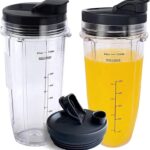 سيوسى كوب خلاط بديل لكوب خلاط نوتري نينجا سعة 24 اونصة مع غطاء مانع للتسرب وقابل للتبديل، ملحقات عصارة قابلة للتبديل، لنينجا نوتري نينجا، عبوة من قطعتين