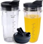 سيوسى كوب خلاط بديل لكوب خلاط نوتري نينجا سعة 24 اونصة مع غطاء مانع للتسرب وقابل للتبديل، ملحقات عصارة قابلة للتبديل، لنينجا نوتري نينجا، عبوة من قطعتين