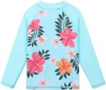 ⁦ملابس سباحة للبنات من قطعتين مزينة بطبعات زهور تقي من الطفح الجلدي مع عامل وقاية من أشعة الشمس الضارة 50⁩ - الصورة ⁦3⁩