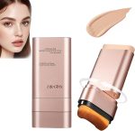 ⁦2 In 1 Anti Wrinkle Foundation Stick, Flawless Eraser Foundation Stick- Hydrating Lightweight, Double Head Fou-ndation Make Up with Brush,Multi-Use Face Makeup Contour St-ick (Natural Color)⁩ - الصورة ⁦6⁩