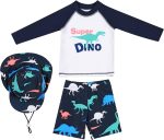 ماو طقم ملابس سباحة واقية من الطفح الجلدي للاولاد باكمام طويلة بعامل حماية من الاشعة فوق البنفسجية 50+ ملابس سباحة واقية من الشمس 3 قطع