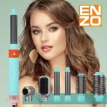 ⁦مجموعة تصفيف الشعر الاحترافية من 1 بيل، فرشاة هواء ساخن بالاشعة تحت الحمراء، اخضر مينت ومرجاني، ملحقات قابلة للتبديل 6 في 1، مجموعة كاملة للعناية بالشعر الطويل، موديل EN-4133⁩ - الصورة ⁦4⁩