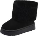 جزمة شتوية شتوية دافئة من الفرو الصناعي للنساء مع بطانة من الفرو ونعل غير قابل للانزلاق