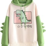 سويت شيرت هودي بلوفر بتصميم ديناصور كرتوني للنساء والفتيات، تونيك كاجوال بالوان متعددة، بلايز تنكرية مضحكة