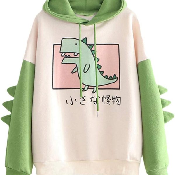 سويت شيرت هودي بلوفر بتصميم ديناصور كرتوني للنساء والفتيات، تونيك كاجوال بالوان متعددة، بلايز تنكرية مضحكة