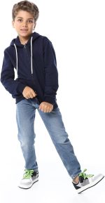 ⁦سويت شيرت سادة بغطاء للرأس واكمام طويلة وجيوب جانبية للاولاد⁩ - الصورة ⁦6⁩