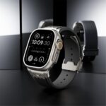 ⁦سوار ساعة لساعة ابل الترا 2 49 ملم 46 ملم 45 ملم 44 ملم، سوار مطاطي من السيليكون المتين الفاخر للرجال مع موصل معدني ومشبك قابل للطي لسلسلة اي ووتش 10 9 8 7 6 SE⁩ - الصورة ⁦2⁩