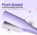 ⁦مكواة تمويج الشعر 3 اسطوانات من السيراميك مقاس 1.4 انش مع درجة حرارة قابلة للتعديل، مكواة تمويج عميقة سريعة التسخين، مضادة للحروق وجهد مزدوج (ارجواني)⁩ - الصورة ⁦7⁩