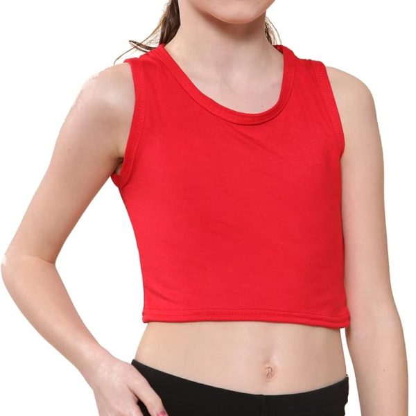 تي شيرت قصير للفتيات الصغيرات بتصميم نيون فلورسنت مناسب للرقص والجمباز لعمر 5-14 سنة