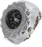 ⁦ساعة انالوج بمينا قابل للتمدد وخواتم اصبع قابلة للتعديل للنساء⁩ - الصورة ⁦2⁩