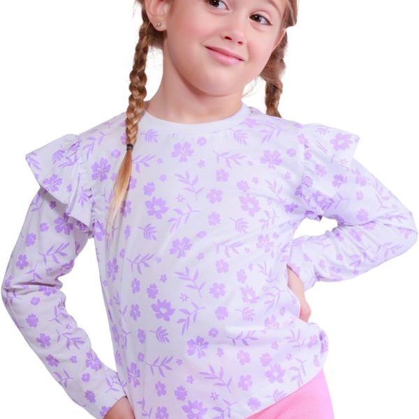 تيشيرتات للبنات الصغيرات من نويجو - تيشيرتات مطبوعة لابنتك / فتاتك مصنوعة من القطن العضوي بنسبة 100%، مريحة (ابيض)