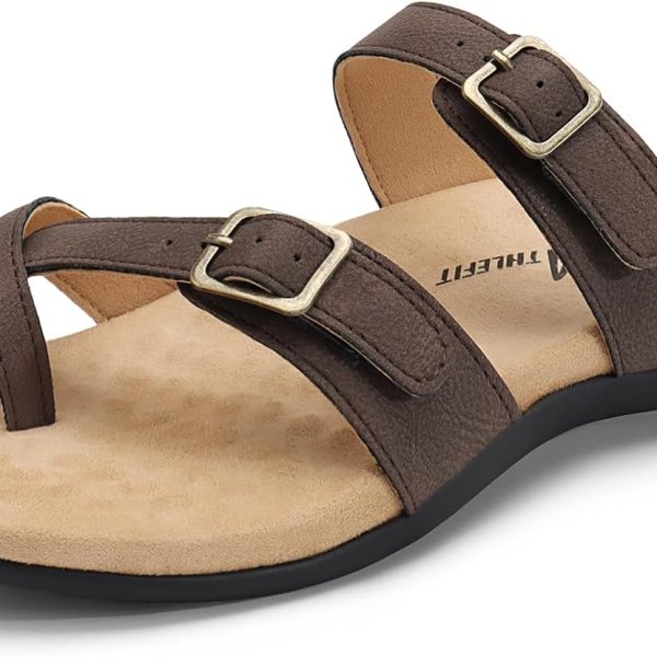 صندل لتقويم العظام للنساء بعرض عريض قابل للتعديل ومريح لتقويم العظام مع دعم قوس القدم