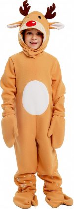 ⁦زي بيجامة للاطفال من قطعة واحدة، ملابس نوم قطيفة على شكل حيوانات للاولاد والبنات، مثالي لحفلات الهالوين التنكرية والكريسماس⁩ - الصورة ⁦3⁩