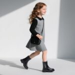 ⁦حذاء بيتي عصري بسحاب جانبي للبنات الصغيرات والكبيرات (للاطفال الصغار/الاطفال الكبار)، اسود، مقاس 4 للاطفال الكبار⁩ - الصورة ⁦5⁩