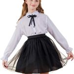 سولوكوت بلوزة قطن باكمام طويلة وازرار امامية للزي المدرسي للفتيات لفصل الربيع والصيف