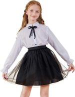 سولوكوت بلوزة قطن باكمام طويلة وازرار امامية للزي المدرسي للفتيات لفصل الربيع والصيف