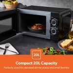 ⁦جيباس ميكروويف يدوي سولو 700 واط | فرن ميكروويف سولو 20 لتر مع 5 مستويات طاقة | اعادة تسخين، وظيفة اذابة الثلج التلقائي ومؤقت 30 دقيقة | 2 قرص دوار، سهل التنظيف | تصميم صغير انيق⁩ - الصورة ⁦3⁩