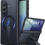 جراب حماية من فيهيبي لهاتف سامسونج جالاكسي Z فولد 7 مع حامل، متوافق مع ماج سيف، حماية كاملة للعدسة والمفصلات، واقي شاشة امامي، جراب هاتف متين من الدرجة العسكرية لجالاكسي Z فولد 7، اسود
