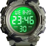 ساعة رياضية رقمية متعددة الوظائف كرونوغراف مقاومة للماء مع منبه وتقويم مع منبه وساعة ايقاف للاولاد والبنات من سن 5 الى 12 سنة