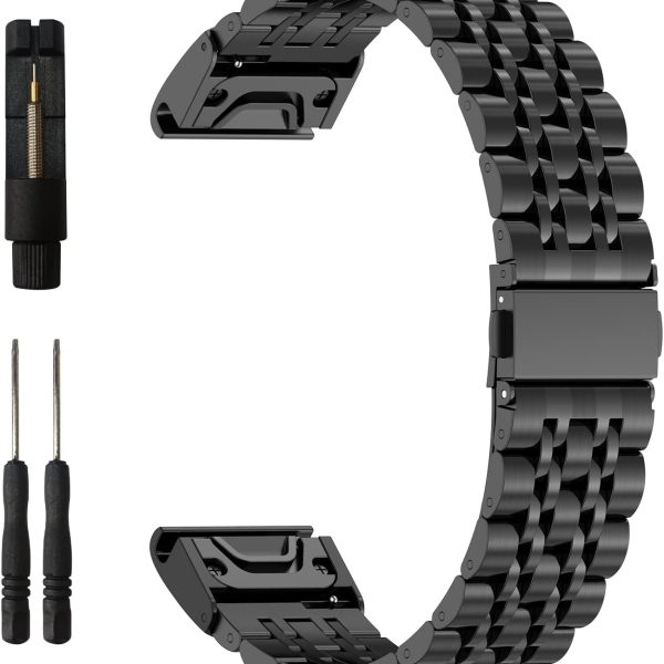 سوار معدني سريع الملاءمة 22 ملم لساعة جارمين فينيكس 7/7 برو/6/6 برو، سوار بديل من الستانلس ستيل لفينيكس 5/5 بلس/فوررنر 965 955 945 935/ابروتش S62/ديسنت G1/كواتيكس 7 من اي زد ام في زد كيه يو