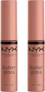 ان واي اكس بروفشنال ميكاب ملمع شفاه باتر جلوس غير لاصق، مادلين ومادلين، عبوة مزدوجة