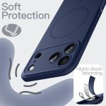 ⁦جيتك جراب سيليكون مغناطيسي لموبايل ايفون 17 برو 6.3 انش، متوافق مع ماج سيف، ملمس ناعم حريري، غطاء جوال ممتص للصدمات مع حماية عدسة الكاميرا (ازرق داكن)⁩ - الصورة ⁦5⁩