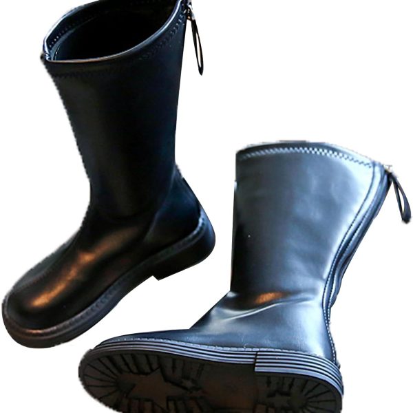 حذاء ركوب الفروسية للبنات من كيو ال دي دي واي سي (26-36)، حذاء ركوب بمقدمة دائرية، مقاوم للماء/مضاد للانزلاق، سحاب خلفي/انبوب عالي، جيد التهوية/لا يفرك القدم، للربيع، الخريف، للاطفال الصغار، 30، اسود