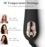 ⁦مكواة تجعيد شعر اوتوماتيكية دوارة 360 درجة من باروين برو بيوتي 32 ملم، ملقط تجعيد الشعر بطلاء نانو تيتانيوم مع شاشة LCD، 120-210 درجة مئوية، ذهبي (32 ملم)⁩ - الصورة ⁦5⁩