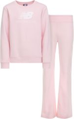 ⁦نيو بلانس طقم مكون من قطعتين للبنات - سويت شيرت بقبة دائرية ضيقة وسروال ضيق واسع، ملابس رياضية فاخرة من القطن الناعم المخلوط والصوف⁩ - الصورة ⁦5⁩