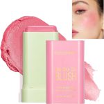⁦2-in-1 Blush Cream for Cheeks & Lip, Face Matte Contour Blush Makeup, Tinted Solid Stick with Long Lasting, Nude Makeup Multi-Use Color Stick Creamy Blush (Pink, 1) (Pink)⁩ - الصورة ⁦8⁩