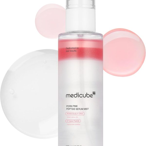 ميديكوب سيروم بخاخ ببتيد بينك من بي دي ار ان، سيروم بينك جلاس جلو للترطيب والتهدئة والشد، لون البشرة غير المتساوي، روز بي دي ار ان والببتيد والنياسيناميد، للعناية بالبشرة الكورية (100 مل/3.24 اونصة