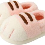 شبشب بتصميم مخلب قطة للنساء، حذاء منزلي منفوش سهل الارتداء مع ميموري فوم قابل للغسل في الاماكن المغلقة