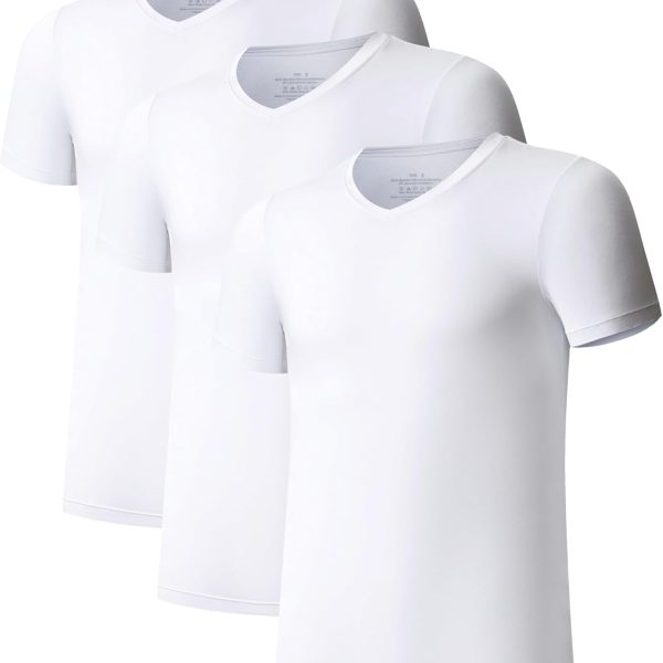 كولورفول ليف قمصان داخلية للرجال برقبة دائرية ضيقة واكمام قصيرة من الخيزران، عبوة من 3 قطع